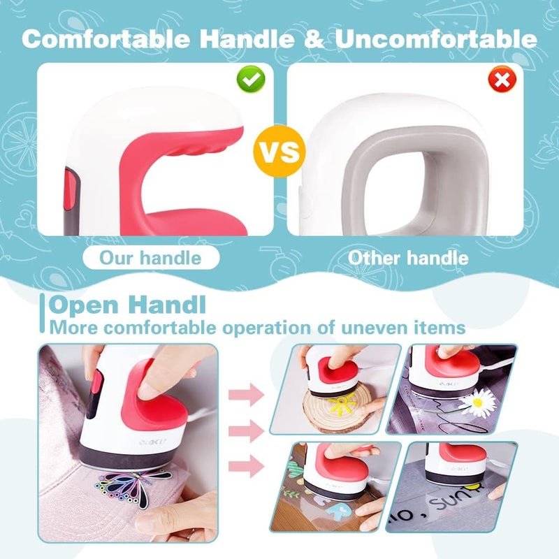 QuuCLY Mini Heat Press Machine, Mini Irons for Crafts,Portable Heat Press Easy for T-Shirts, Shoes, Hats and Small HTV Vinyl Projects Transfer(Red) - Image 3